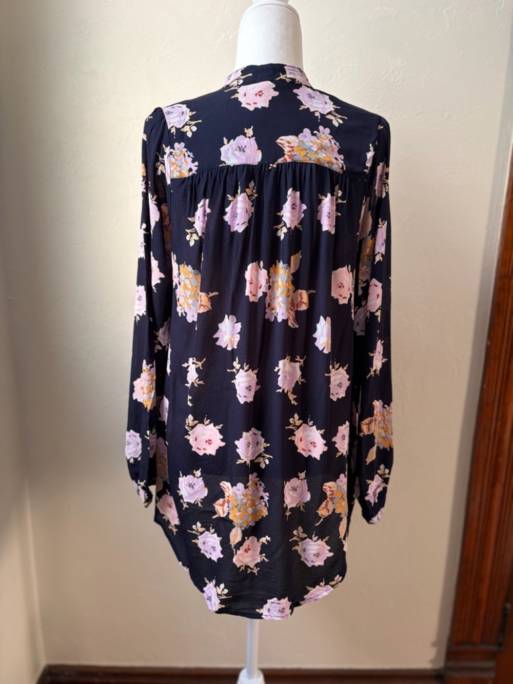 Free People Julia Printed Blouse Oversized Floral Boho Rayon High Low Top XS - Picture 7 of 10